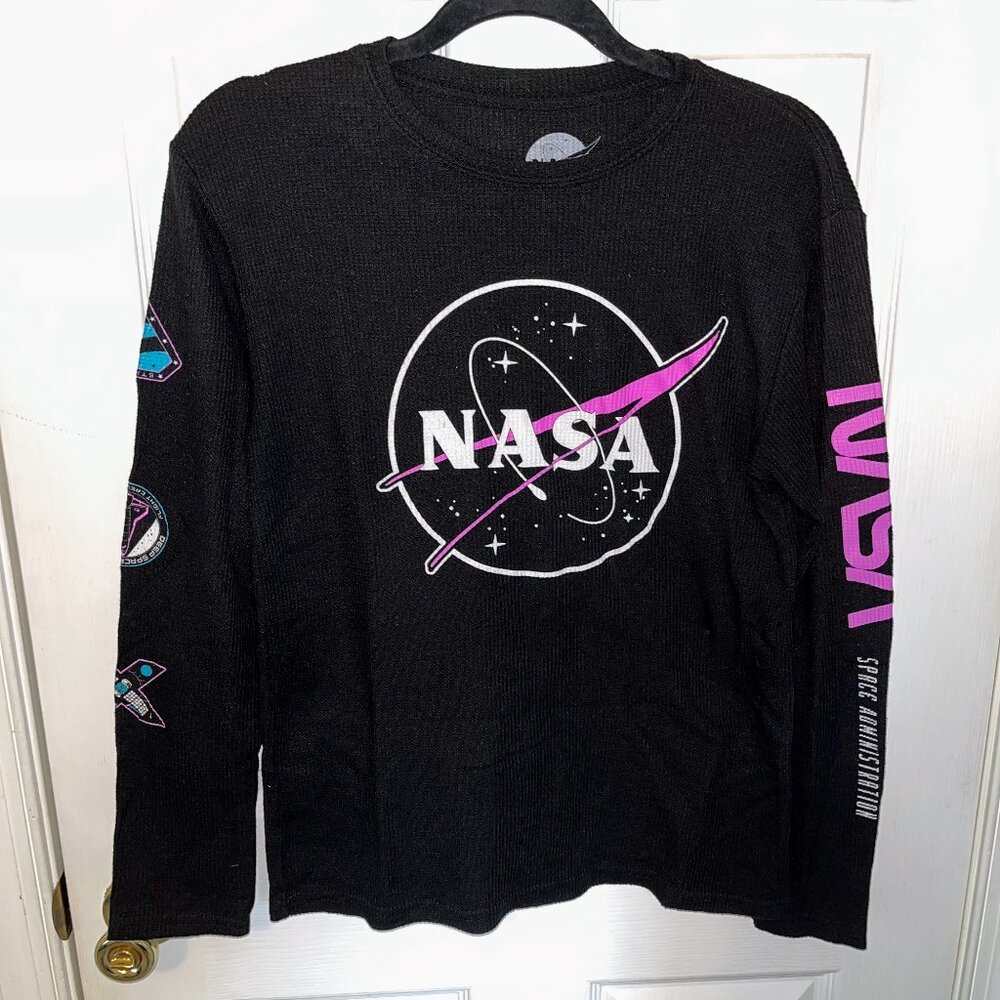 NASA Black Long-Sleeve Top | Unique Design | Size Small